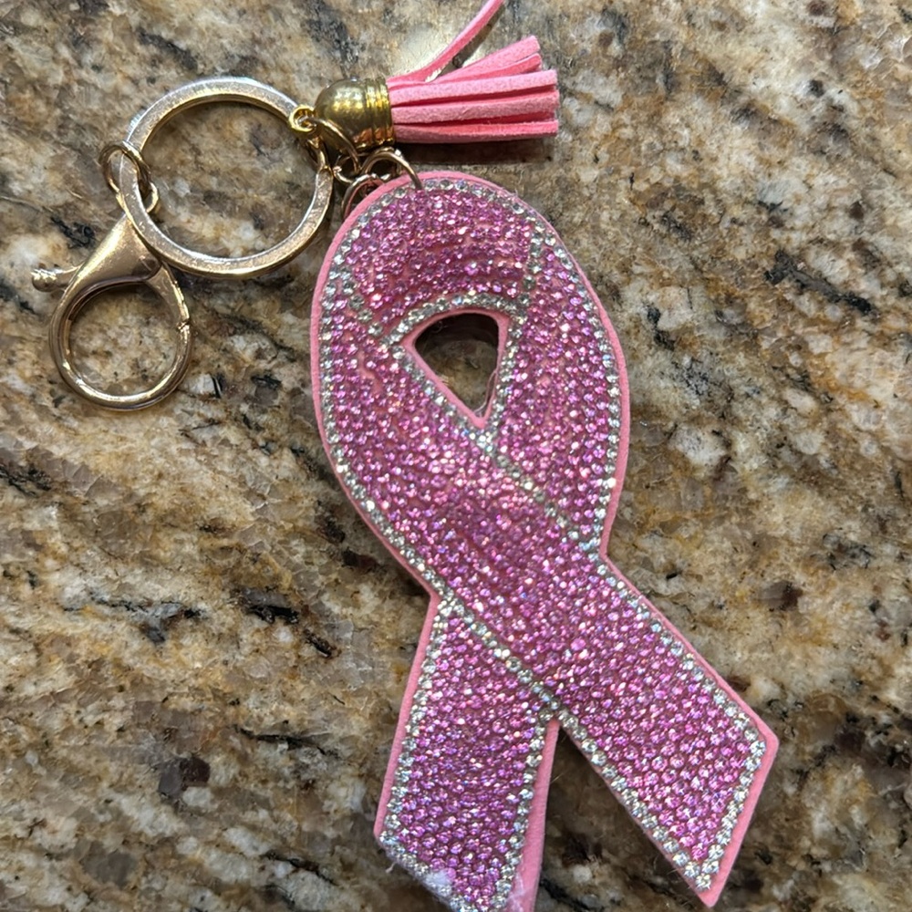 Pink ribbon key chain